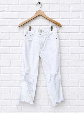 We The Free People White Jeans Denim Flare Distressed beachy summer cotton